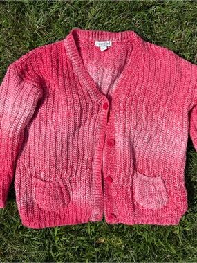 Coldwater Creek Pink Ombre Ribbed Knit Cardigan